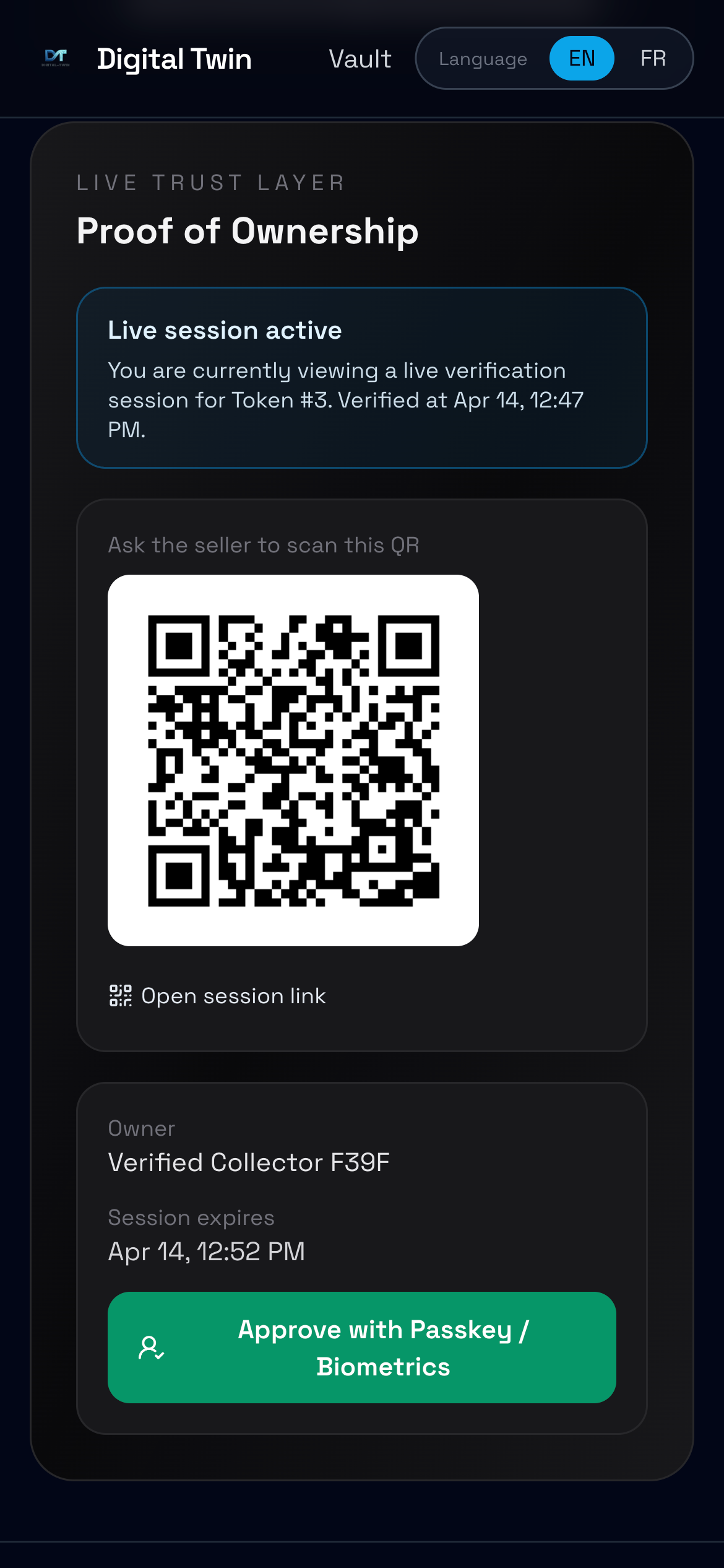 Seller mobile confirmation screen